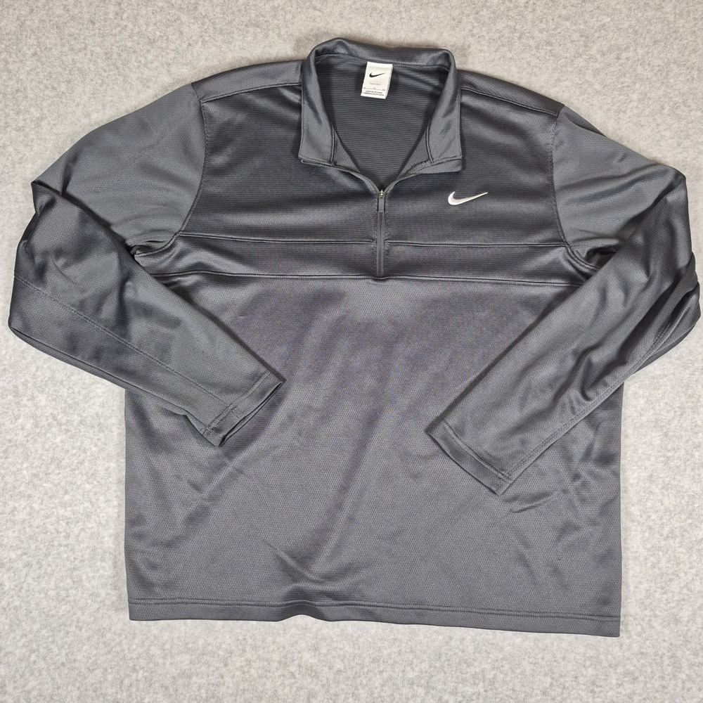 Nike 1/4 Zip Pullover Mens XL Gray Dri-FIT Performance Golf Training Top